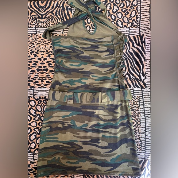 Camouflage Mini Backless Sexy Cotton Dress (S) - Picture 4 of 7